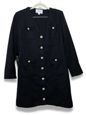 Pomander Place Black Tweed Coat Dress NWT Size M